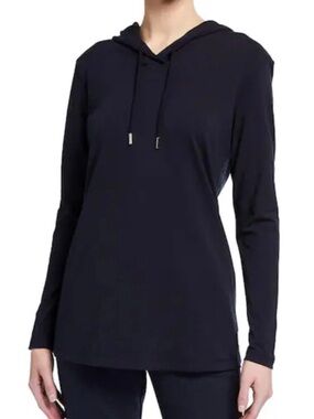 Weekend Max Mara Navy Macbeth Long-Sleeve Hooded Top